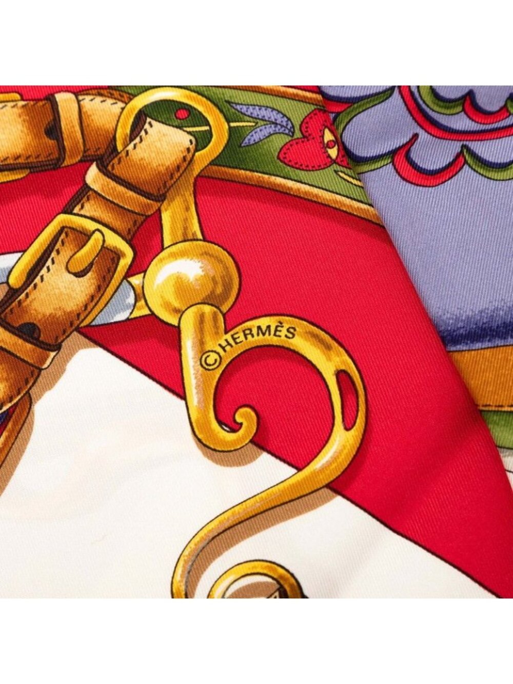 Hermes Carre 90 Festival Scarf Large Format Red Multicolor Silk - Picture 4 of 8